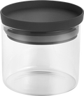 Oppbevaringsboks rund i borosilikatglass med silikonlokk 450 ml forfra