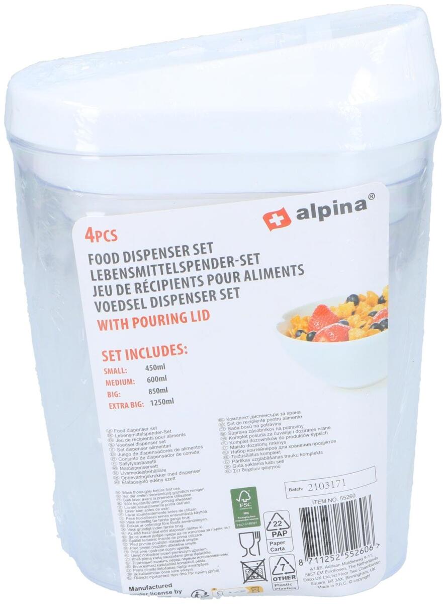 Oppbevaringsbokser 1,25/0,85/0,6/0,45 l 4-delers sett - Alpina pakket for transport