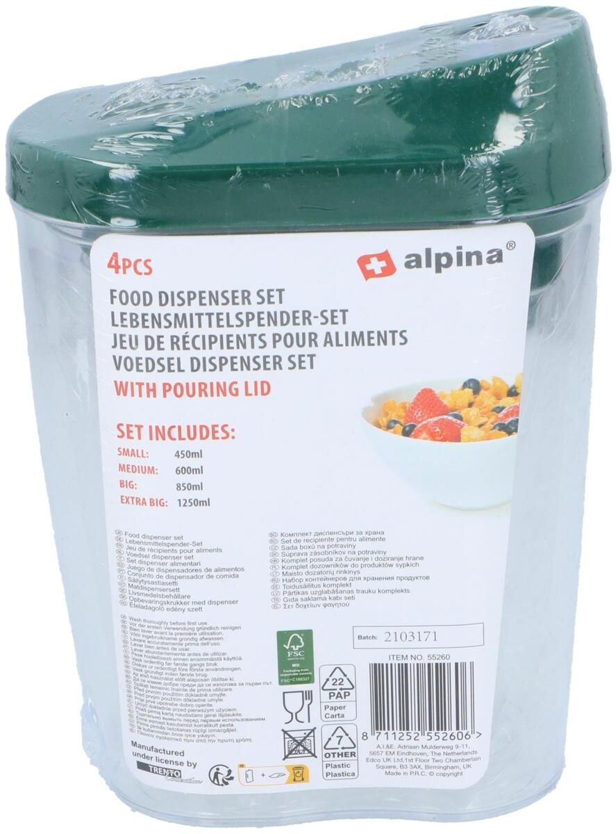 Oppbevaringsbokser 1,25/0,85/0,6/0,45 l 4-delers sett - Alpina i transparent materiale