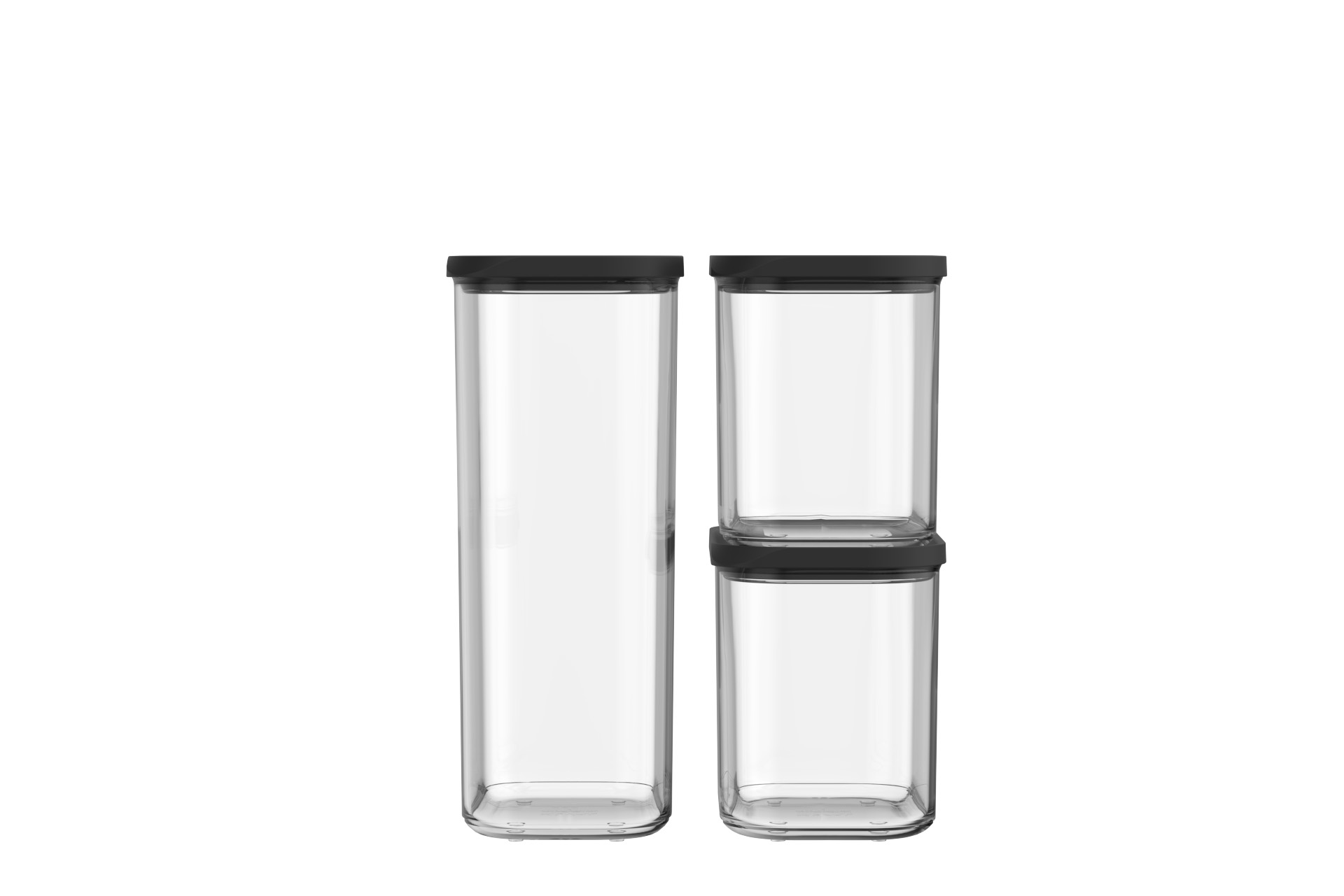 Oppbevaringsbokser Modula startsett 3-delt 1000/2000 ml svart - Mepal forfra