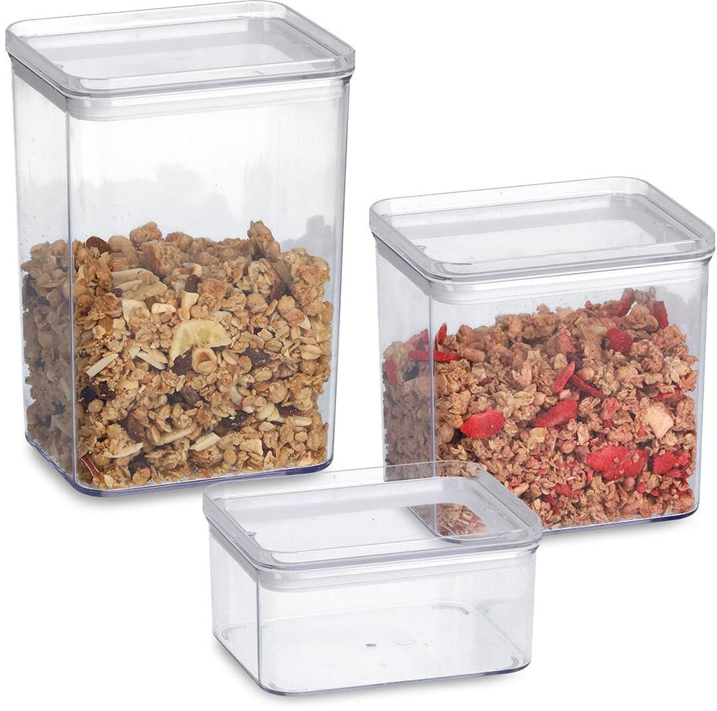 Oppbevaringsbokser i plast 3-delers sett 500-1650 ml - Zeller lokk detalj