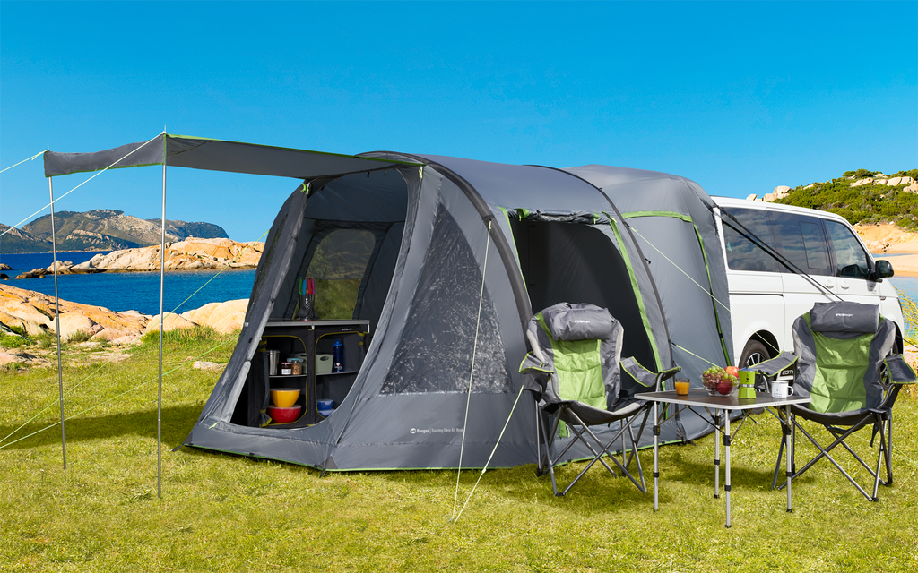 Oppblåsbart frittstående hekktelt Touring Easy Air Rear for VW T5 T6 forfra