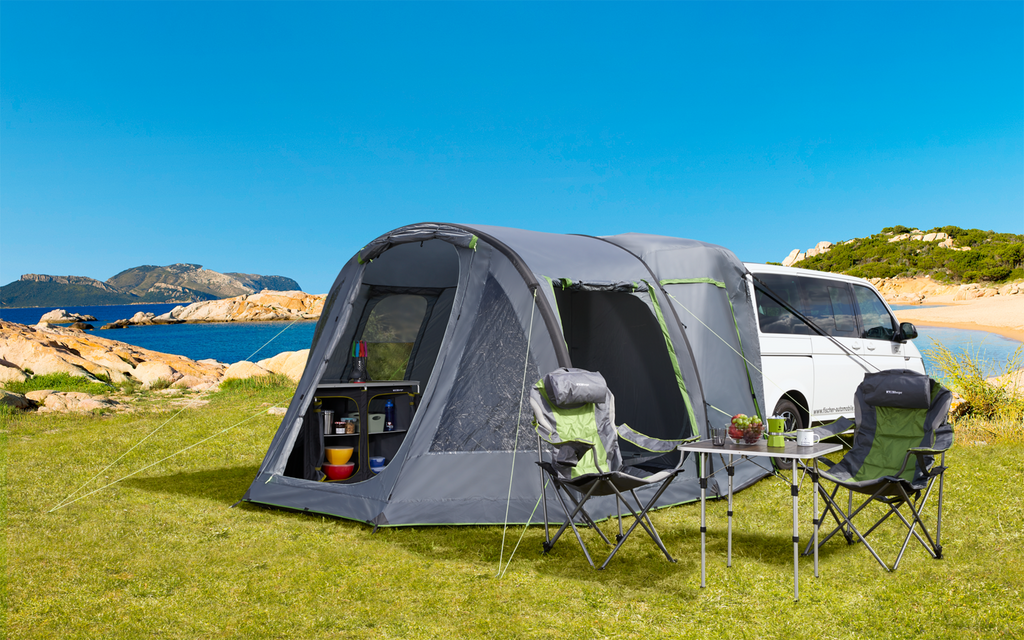Nærbilde av PU-belagt polyester materiale på Oppblåsbart frittstående hekktelt Touring Easy Air Rear