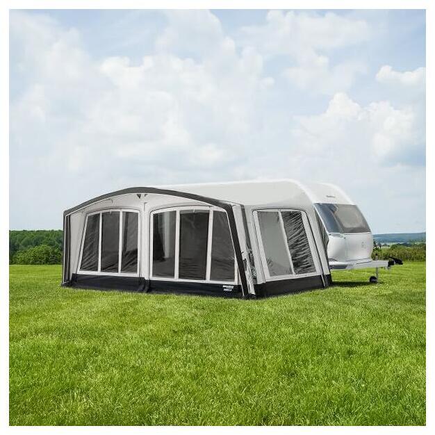 Detalj av luftventil og materiale på Oppblåsbart reisefortelt Pluto 2.0 for campingvogn