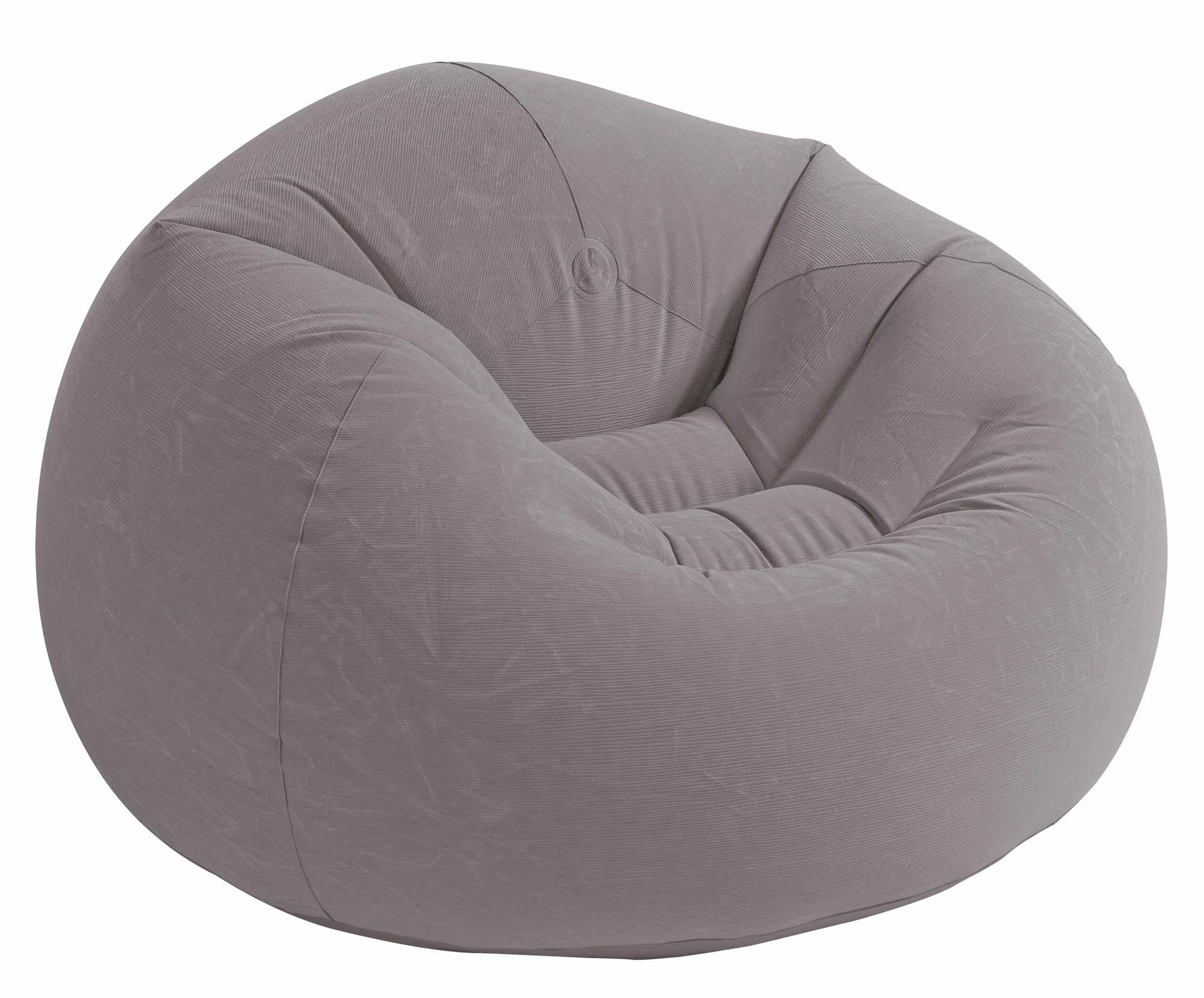 Oppblåsbar lenestol BeanlessBag 114x114x71 cm, grå fra siden