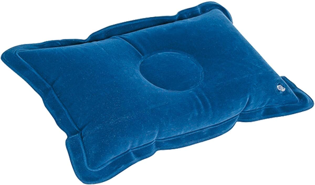 Oppblåsbar reisepute Morgan velour 46x32 cm blå for camping og reise