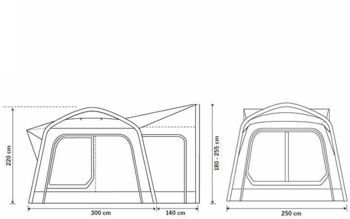 Oppblåsbart bobilfortelt Movelite 1 Air 180-255cm bakside