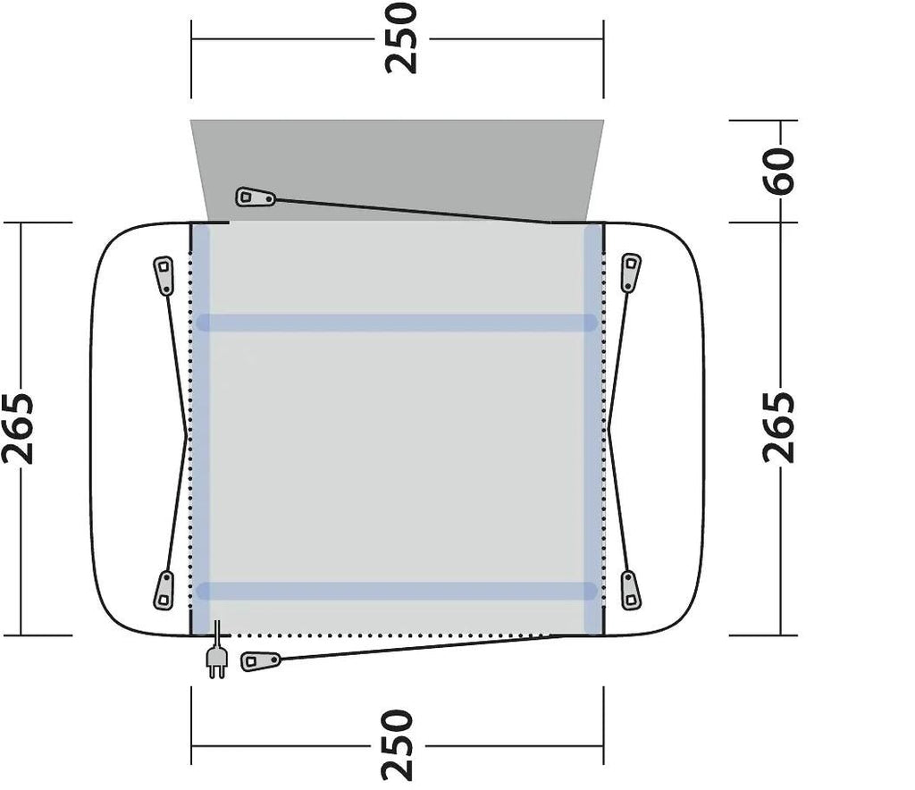 Oppblåsbart bussfortelt Cross PowerAir 265x250 cm m/sovekabinett - Outwell detalj av vindu