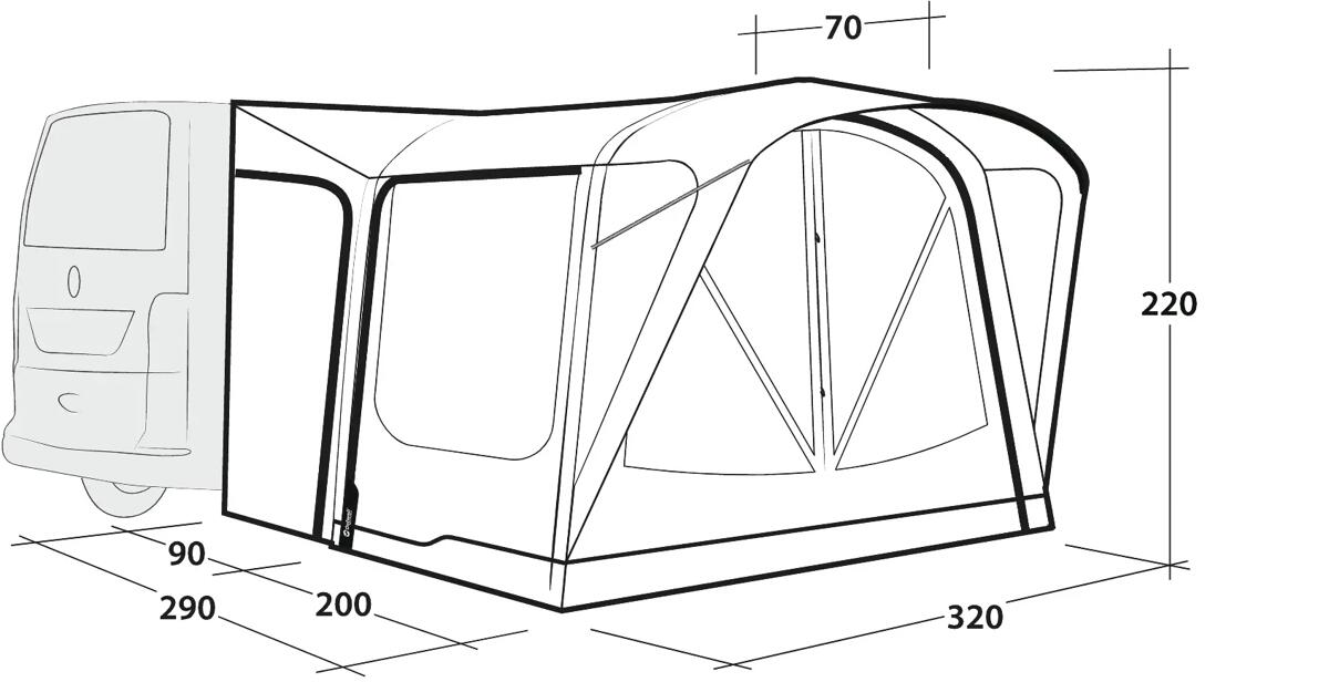 Oppblåsbart bussfortelt Park PowerAir 320x290 cm drive-away - Outwell bakside