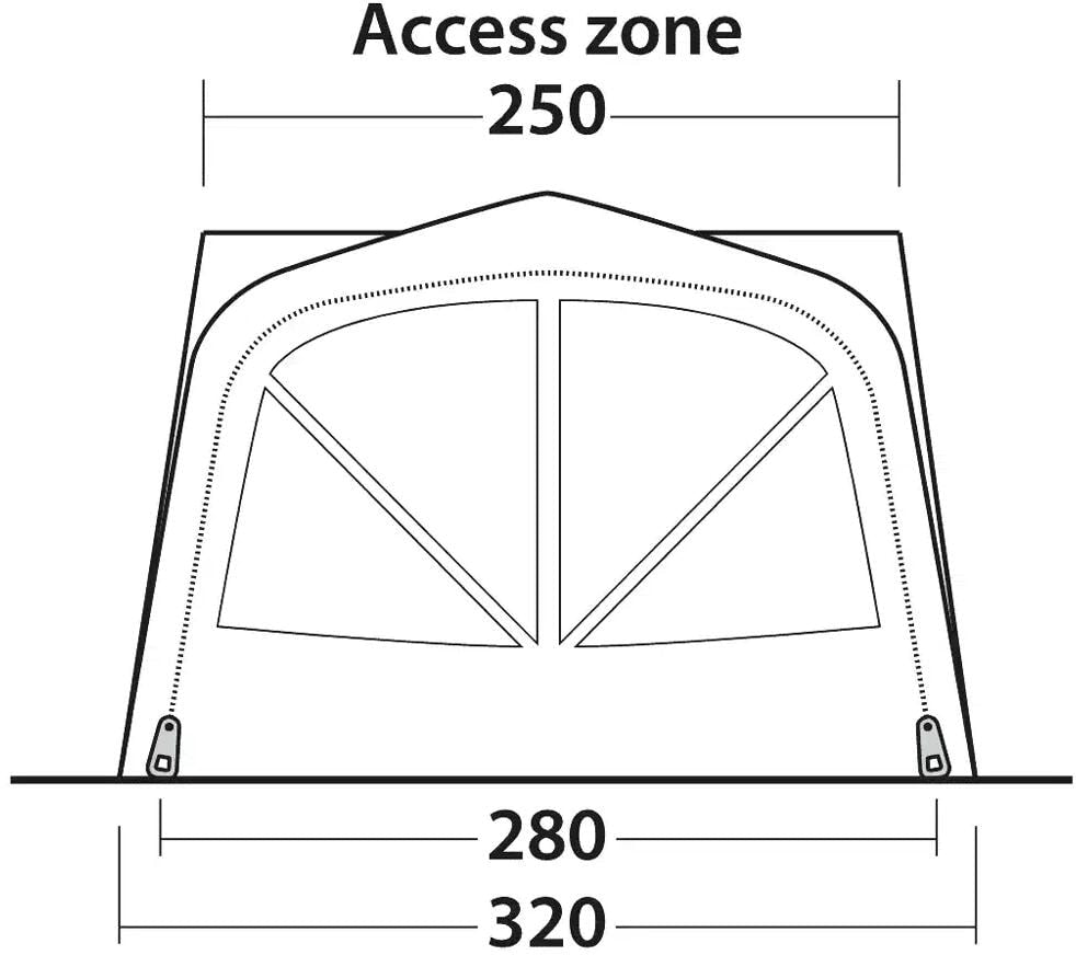 Montert oppblåsbart bussfortelt Park PowerAir 320x290 cm drive-away - Outwell på campingplass