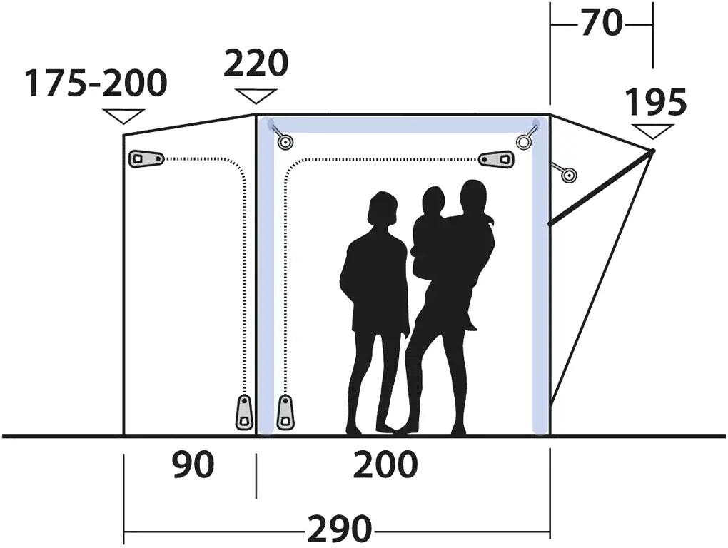 Nærbilde av ventil og lufteventil på Oppblåsbart bussfortelt Park PowerAir 320x290 cm drive-away - Outwell