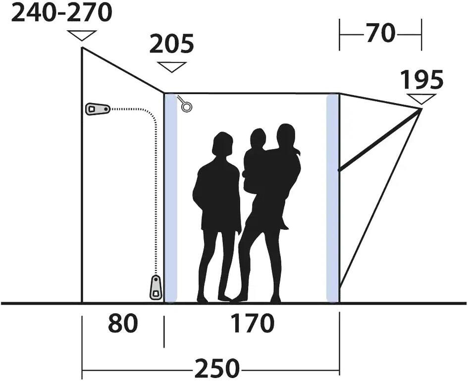 Oppblåsbart bussfortelt Santa Monica Air Mid/Tall 260x250 cm med gulv og teppe - Outwell