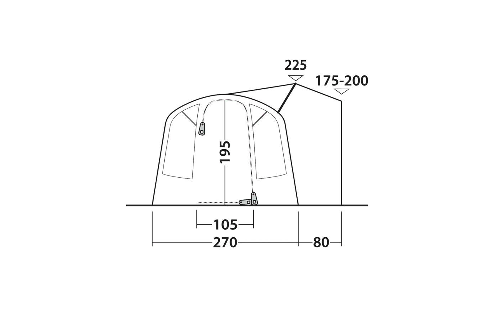 Sidepanel med vinduer på Oppblåsbart bussfortelt Talladega Air