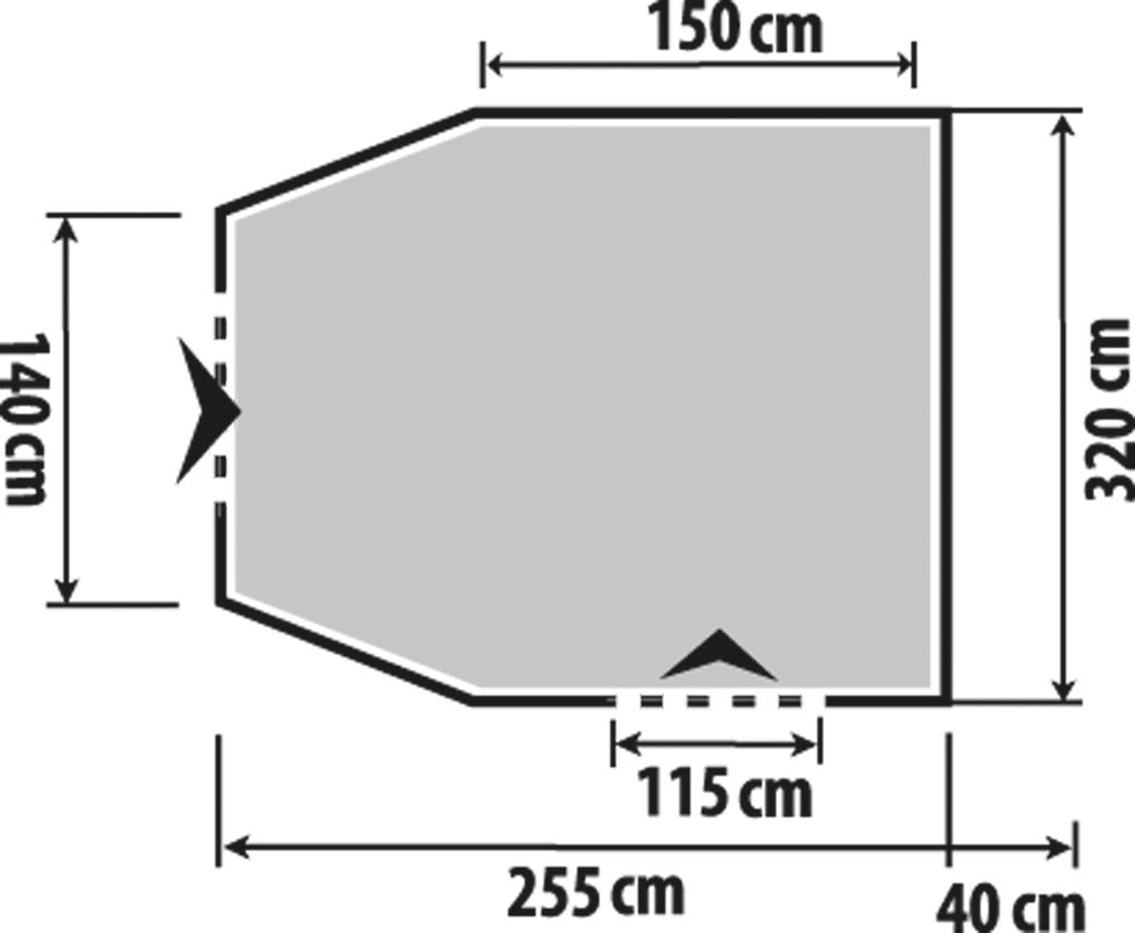 Oppblåsbart bussfortelt Touring Air 4-Season 320x255 cm forfra