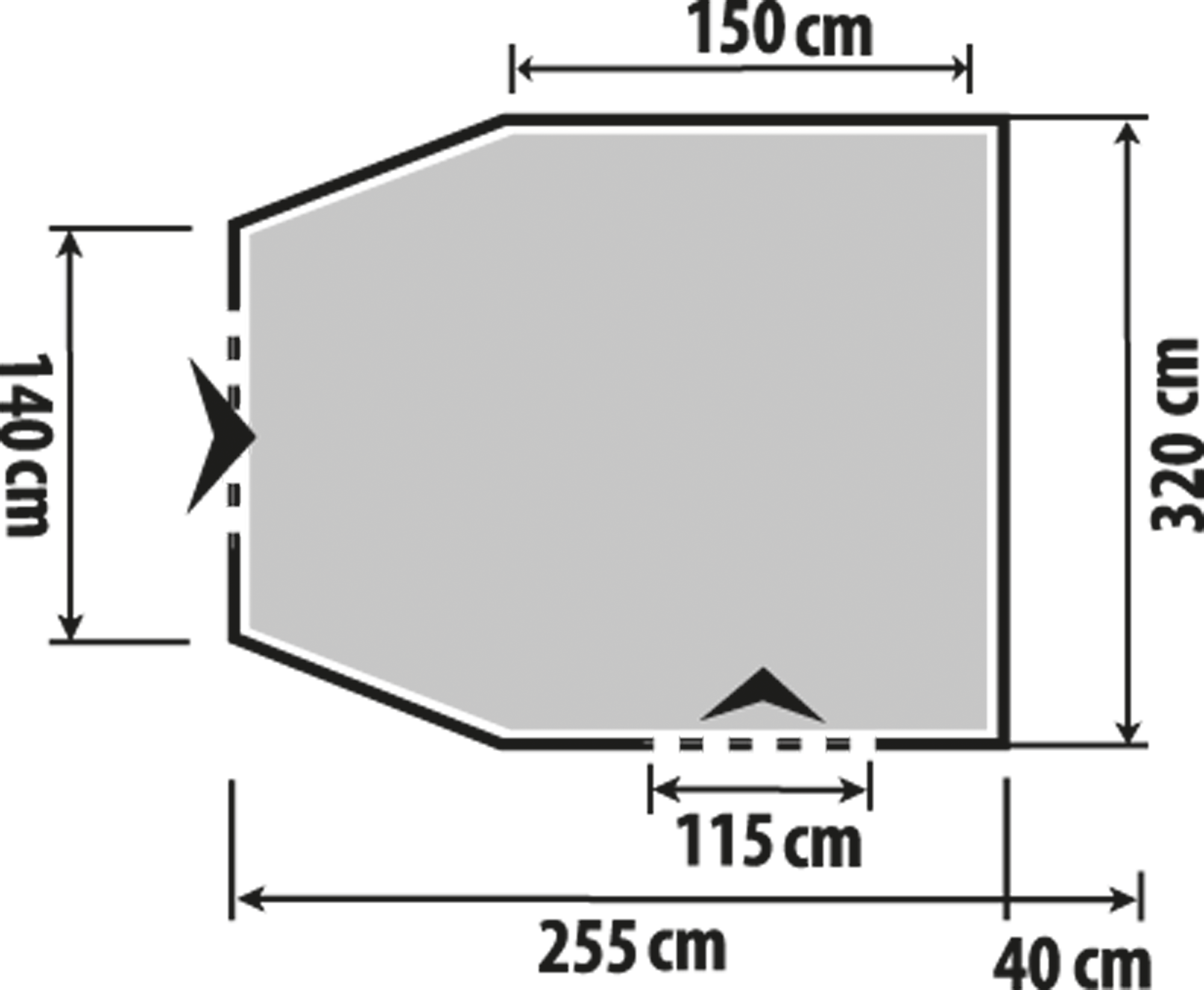 Oppblåsbart bussfortelt Touring Air 4-Season 320x255 cm forfra