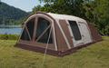 Oppblåsbart familietelt Alabama 6 Air TC for 6 personer - Outwell satt opp på campingplass, sett forfra