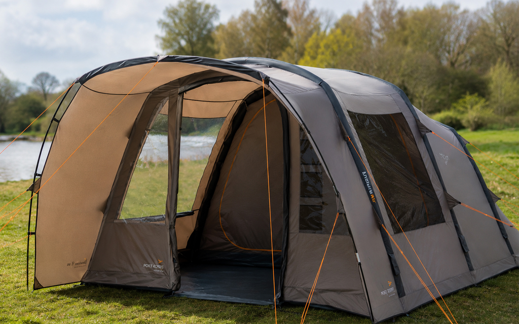 Oppblåsbart familietelt Brimnes 5 Air 5 personer 3000 mm - Easy Camp satt opp sett forfra