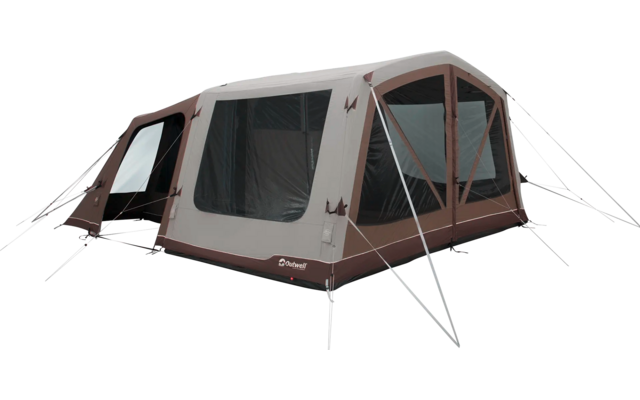Oppblåsbart familietelt Virginia 5 Air TC for 5 personer - Outwell sett fra siden med overbygd veranda
