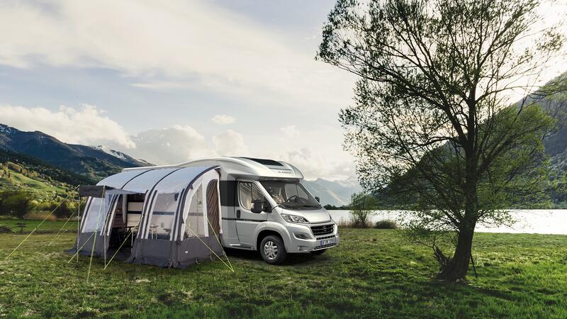 Oppblåsbart fortelt Casa Air II 390x250 cm lysegrått/mørkegrått forfra