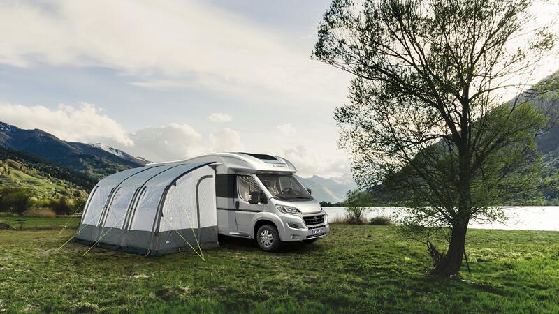 Bakside av Oppblåsbart fortelt Casa Air II 390x250 cm lysegrått/mørkegrått