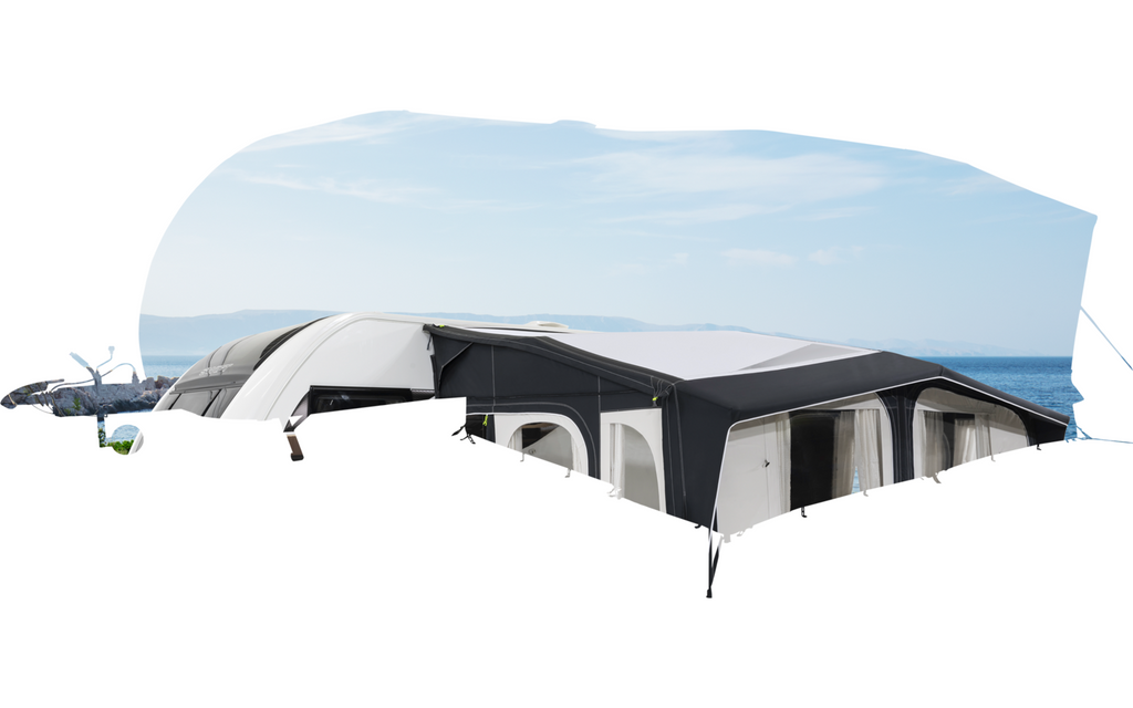 Montert Oppblåsbart fortelt Club AIR Pro 390 på campingplass