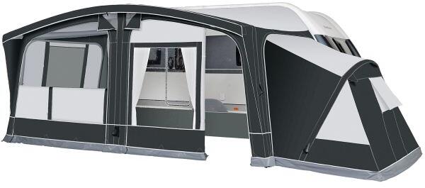 Oppblåsbart fortelt Octavia Air for campingvogn antrasitt montert på campingvogn