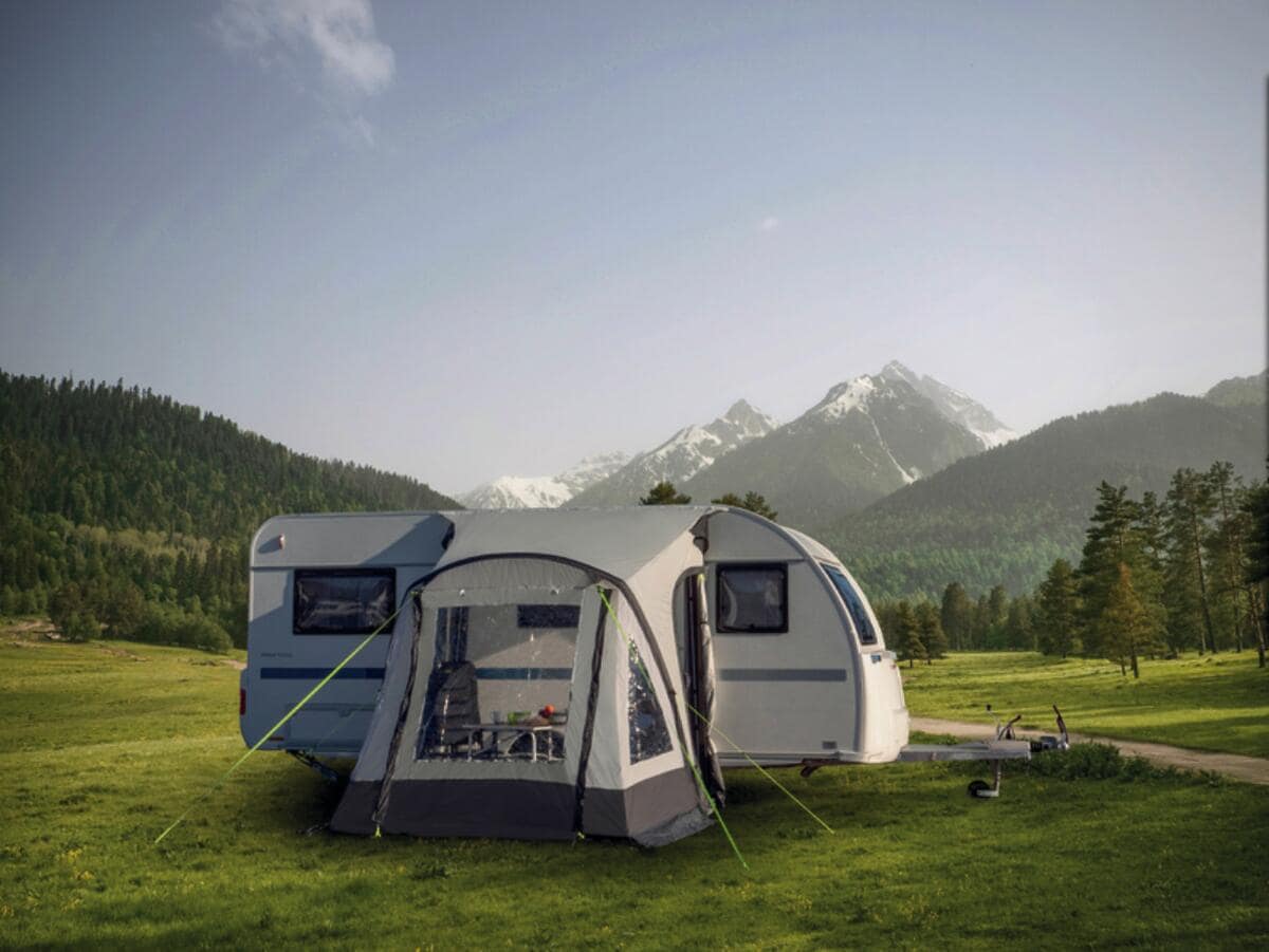 Oppblåsbart fortelt One Beam Air for campingvogn bakside