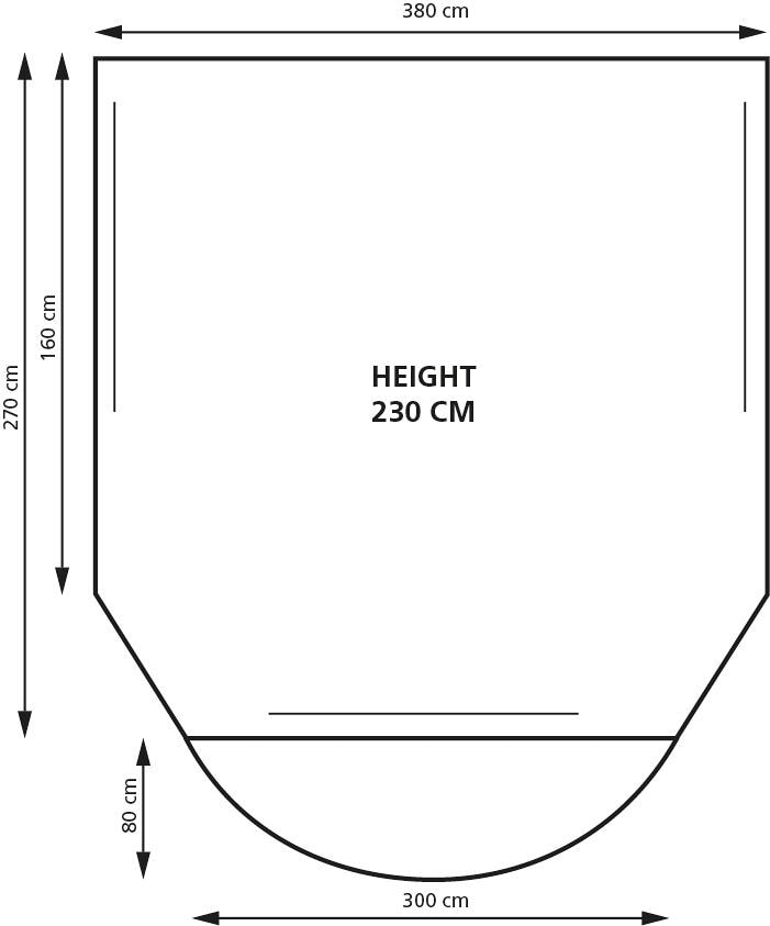 Oppblåsbart fortelt Palermo Air 380x270 cm antrasitt svart med monteringsdetaljer