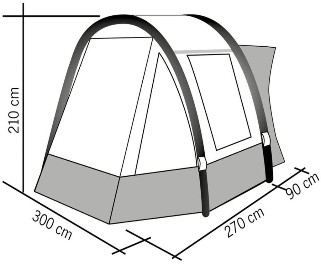 Oppblåsbart fortelt TOUR EASY AIR 300x270cm 14 kg - Reimo nærbilde av stoff og sømmer