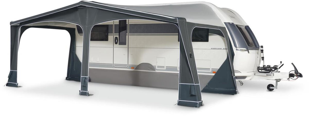 Oppblåsbart fortelt Valor Air 240 cm dyp 6000 mm vannsøyle montert på campingvogn