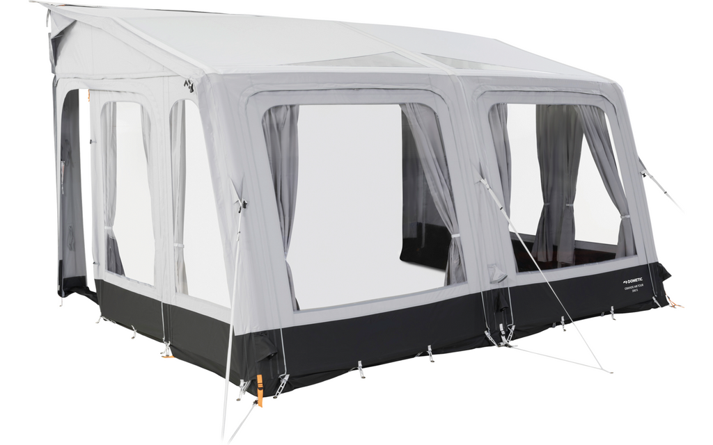 Montert Oppblåsbart helfortelt Grande AIR Tour 390 på campingvogn
