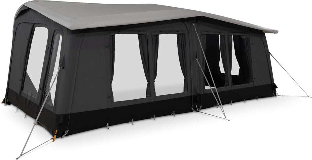 Oppblåsbart helfortelt Residence AIR Stay for campingvogn i svart forfra