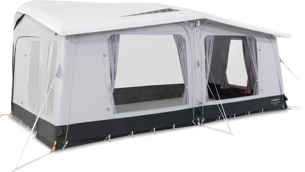 Oppblåsbart helfortelt Residence AIR Tour for campingvogn, svart forfra