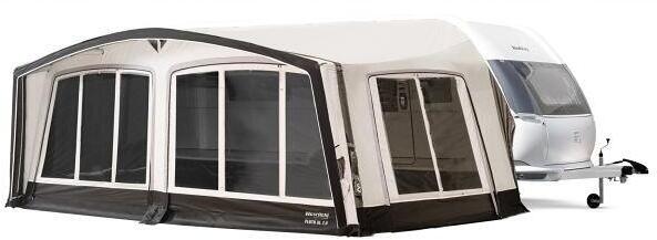 Oppblåsbart reisefortelt Pluto XL 2.0 dybde 300 cm for campingvogn fra front