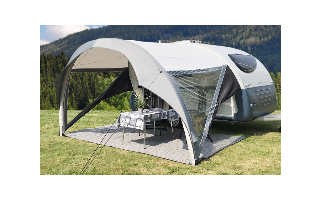 Detalj av panoramavindu på Oppblåsbart solseil Sunflexx for Adria Action 3
