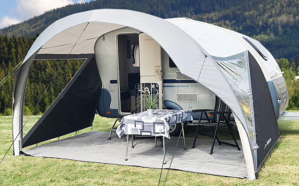 Oppblåsbart solseil Sunflexx for Adria Action 3 foran