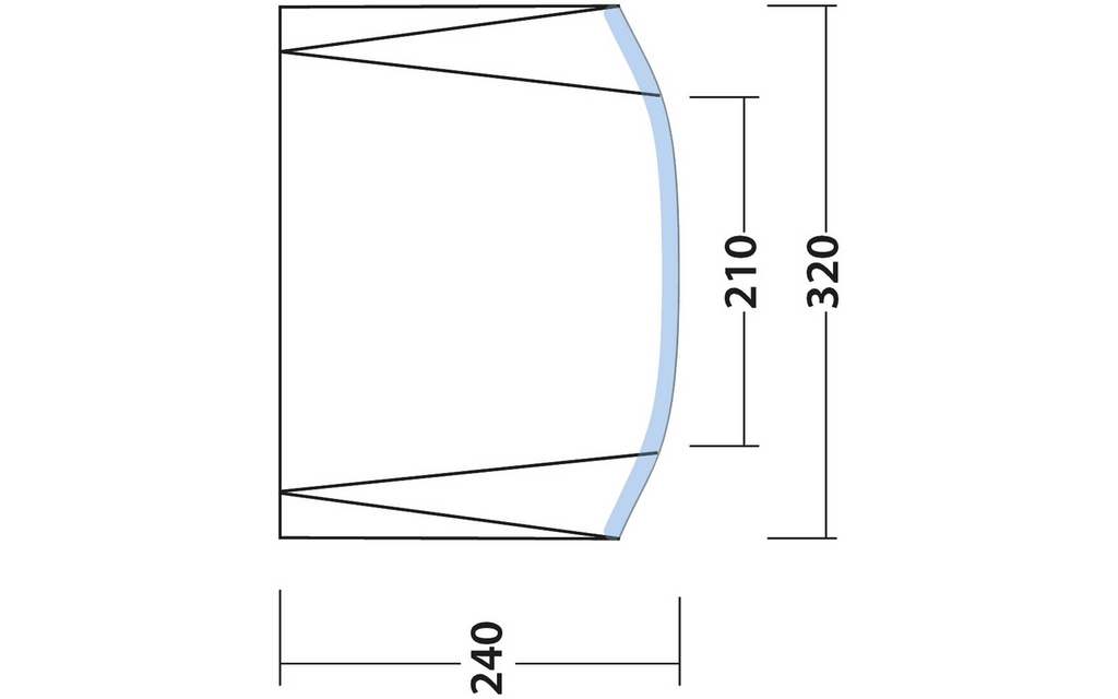 Oppblåsbart solseil Touring Shelter Air 320x240 cm - Outwell med opprullede sider