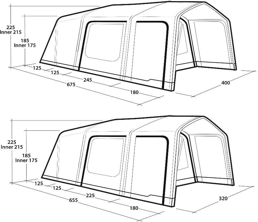 Oppblåsbart telt Boston Air TC tunneltelt 5/6-pers. - Outwell bakside