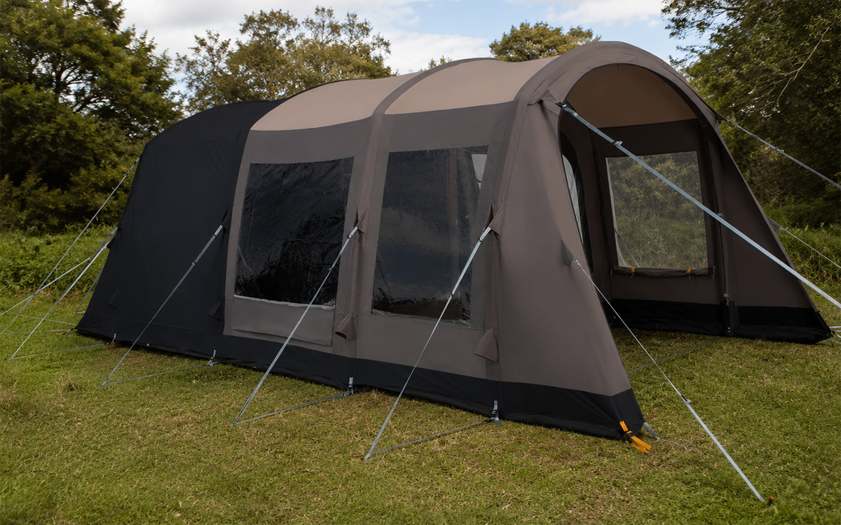 Oppblåsbart tunneltelt Rockcliffe Air TC 06 for 6 personer - Kampa sett forfra i brun farge