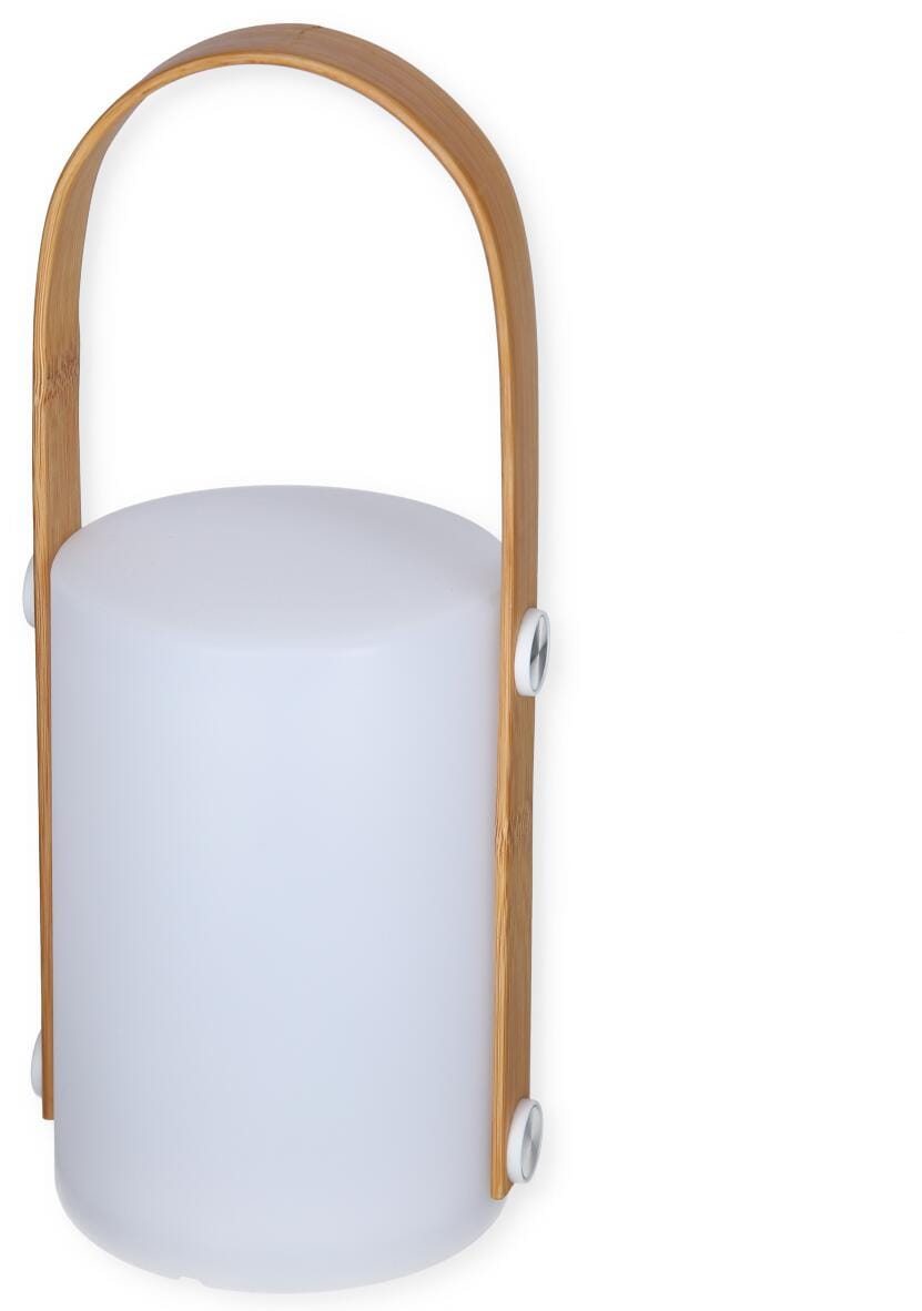 Oppladbar bordlampe Beddington 150 lm med bambushåndtak forfra