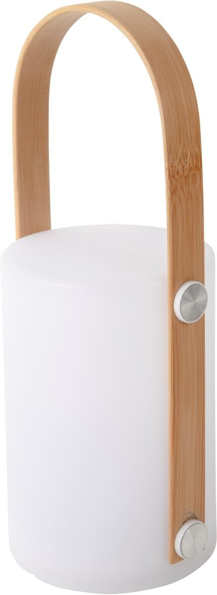 Oppladbar bordlampe Beddington 150 lm med bambushåndtak bakside