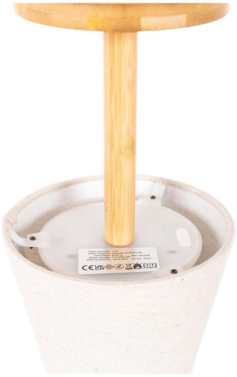 Bambusfot på Oppladbar bordlampe Catherine med touch beige