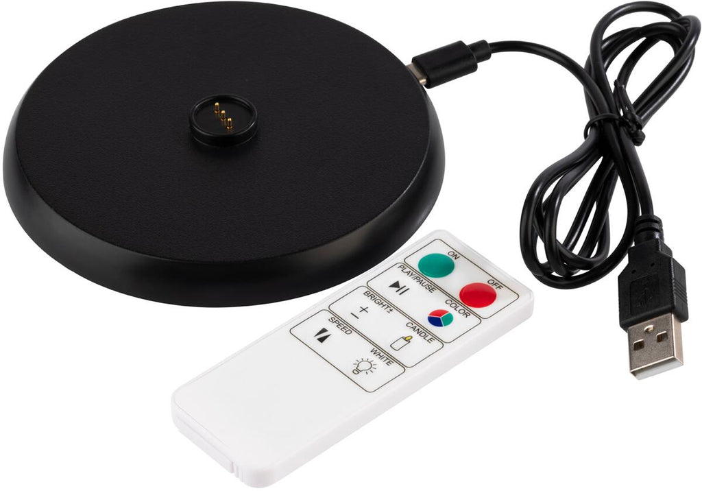 Oppladbar bordlampe Niels med RGB og dimmer montert i campingtelt