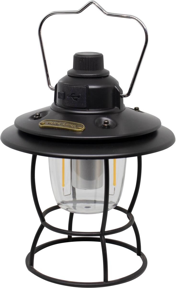 Oppladbar campinglampe Orix 200lm USB-C svart forfra