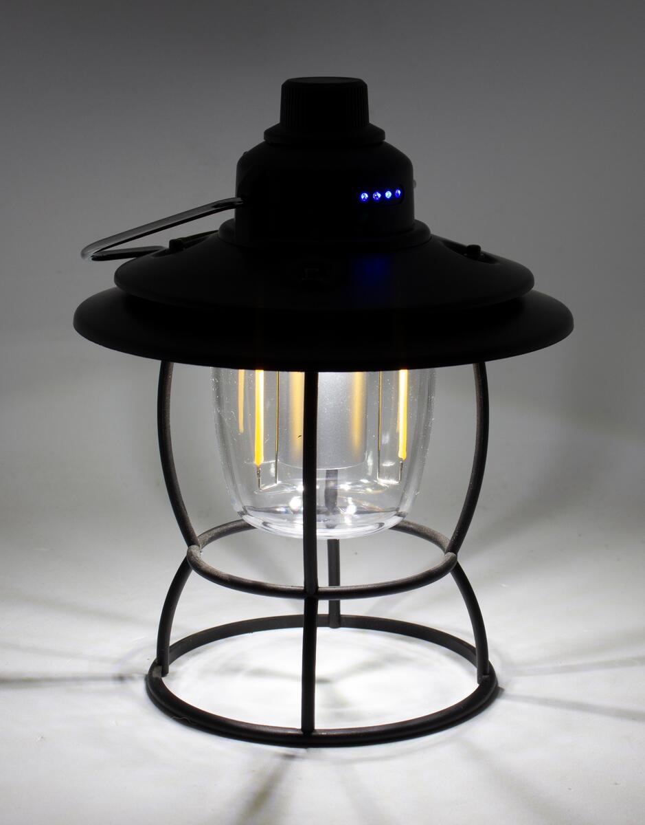 Oppladbar campinglampe Orix 200lm USB-C svart med lys på