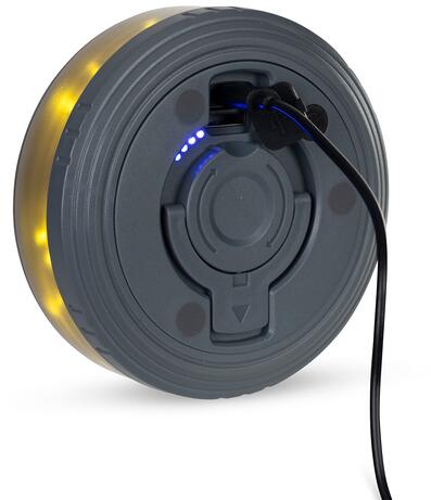 Batteriindikator på Oppladbar campinglykt med 8 m lyslenke, RGBW, Ø11 cm - Carbest