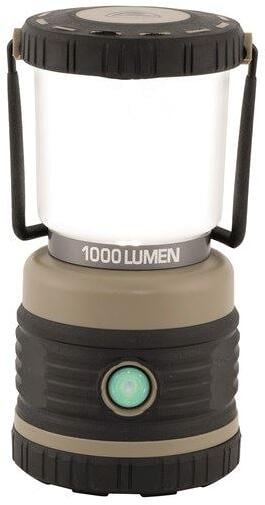Montert oppladbar campinglykt Lighthouse 1000lm med powerbank på campingplass