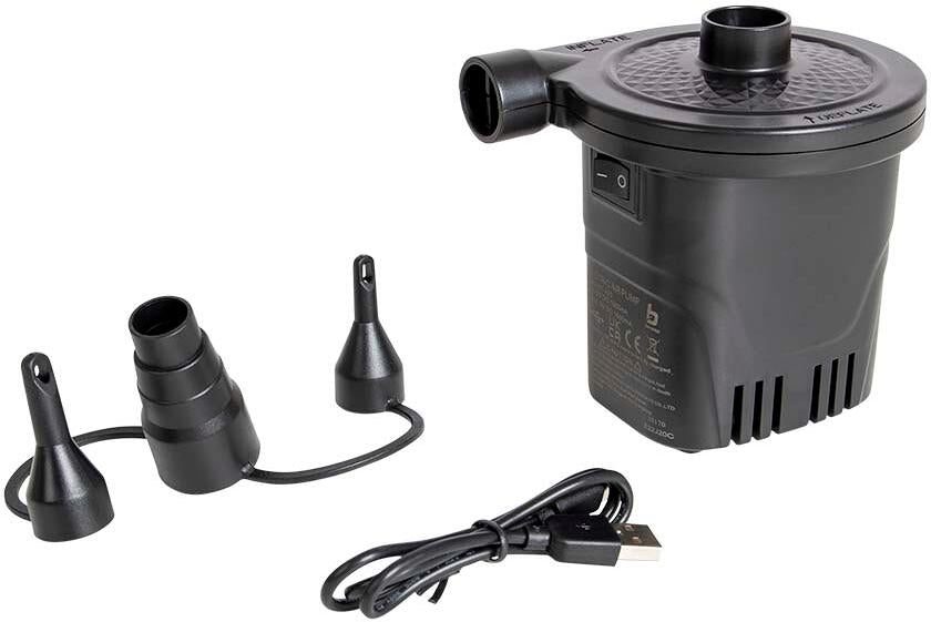 Oppladbar luftpumpe 250 l/min med 4000 mAh powerbank Bo-Camp forfra