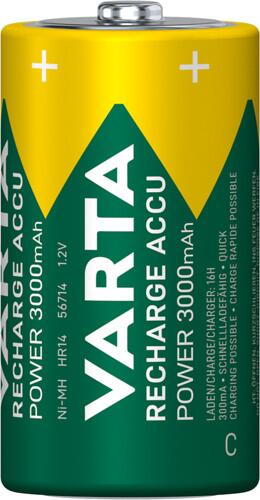 Oppladbare batterier C 3000mAh 1,2V 2-pakning - VARTA forfra