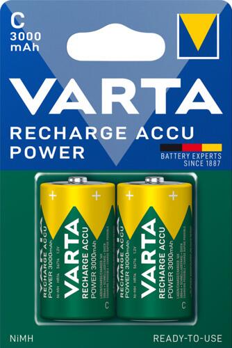 Oppladbare batterier C 3000mAh 1,2V 2-pakning - VARTA nærbilde